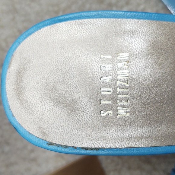 Stuart Weitzman 💙 Turquoise Crostini Danube Kid Leather Sandals, 11M 🆕 - Picture 10 of 12